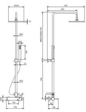 Shower panel - Wall-mounted shower panel with hand shower with overhead shower by Gruppo Geromin - view 3